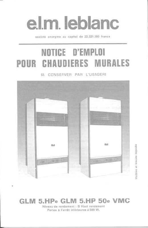 Notice ELM LEBLANC GLM 5.HP 50E VMC chaudière Trouver une solution à — free download